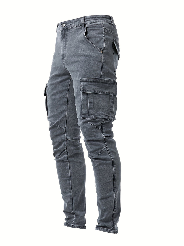 Jeans Cargo Uomo | Vestibilità Slim | Molteplici Tasche & Stretch | Stile Casual Urbano