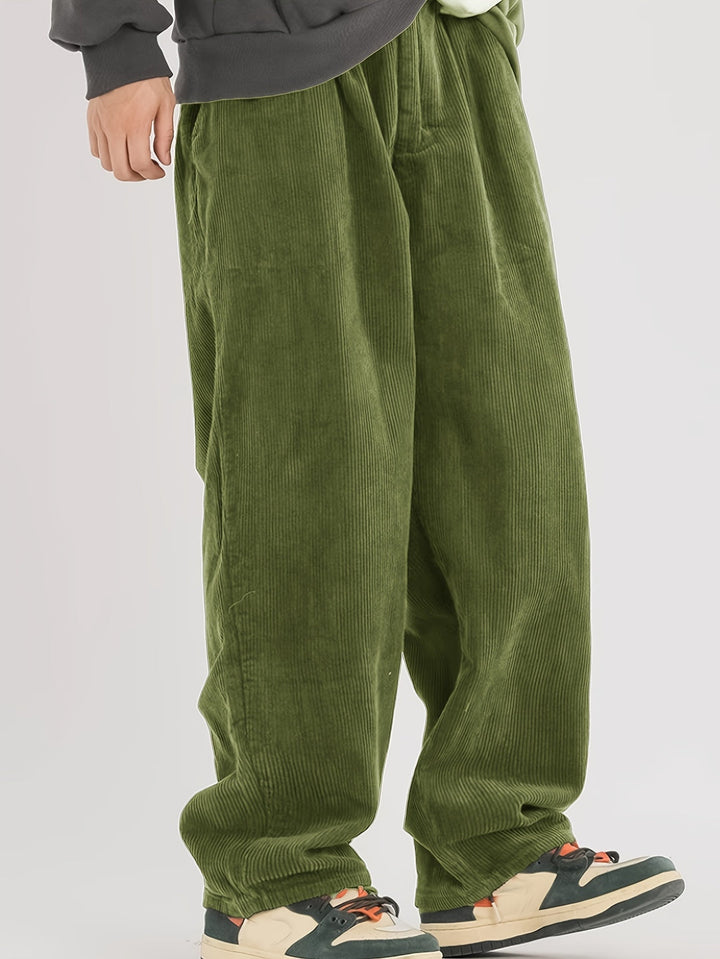 Pantaloni in Corduroy da Uomo | Vestibilità Larga e Gamba Dritta | Casual e Confortevoli | Stile Senza Tempo