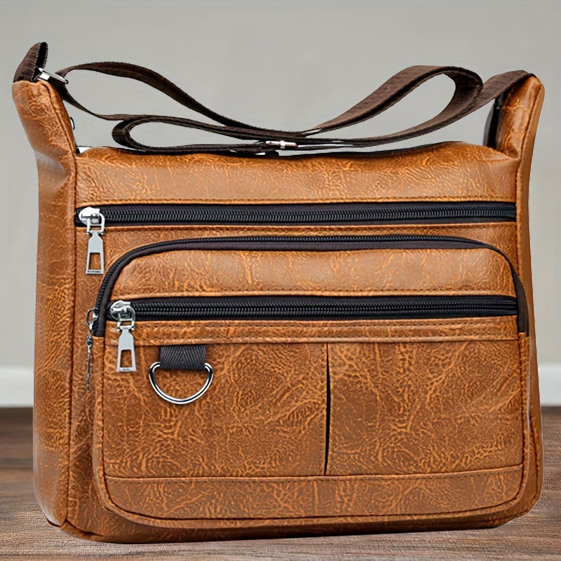 Borsa a Tracolla da Uomo | Pelle PU | Grande Capacità & Tracolla Regolabile | Design Casual
