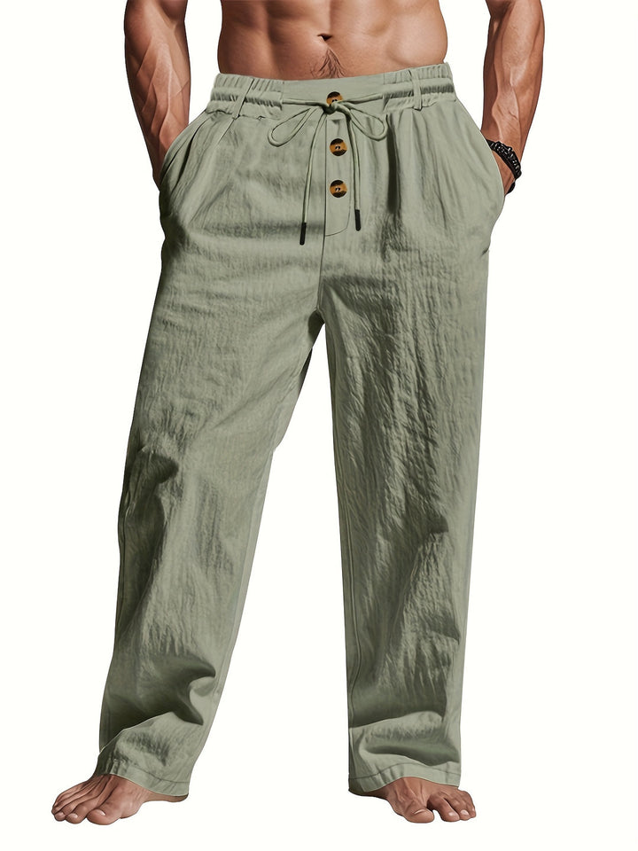 Pantaloni in Lino da Uomo | Leggeri & Traspiranti | Coulisse & Multi-Bottoni | Spiaggia & Casual