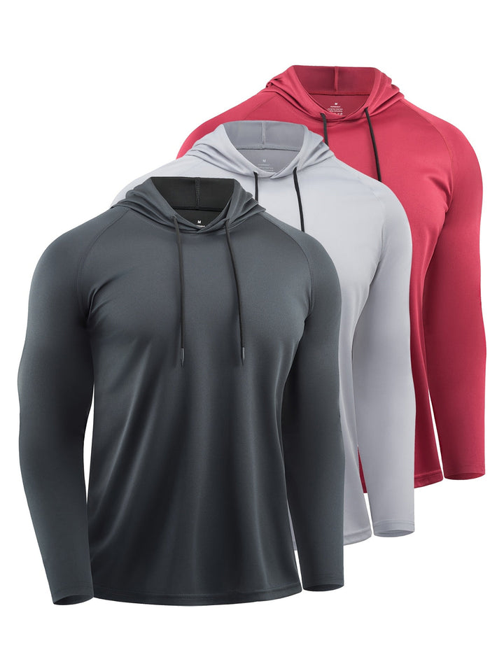 Felpe con Cappuccio da Uomo (3-Pack) | Asciugatura Rapida & Traspirante | Stile Sportivo con Cappuccio | Poliestere