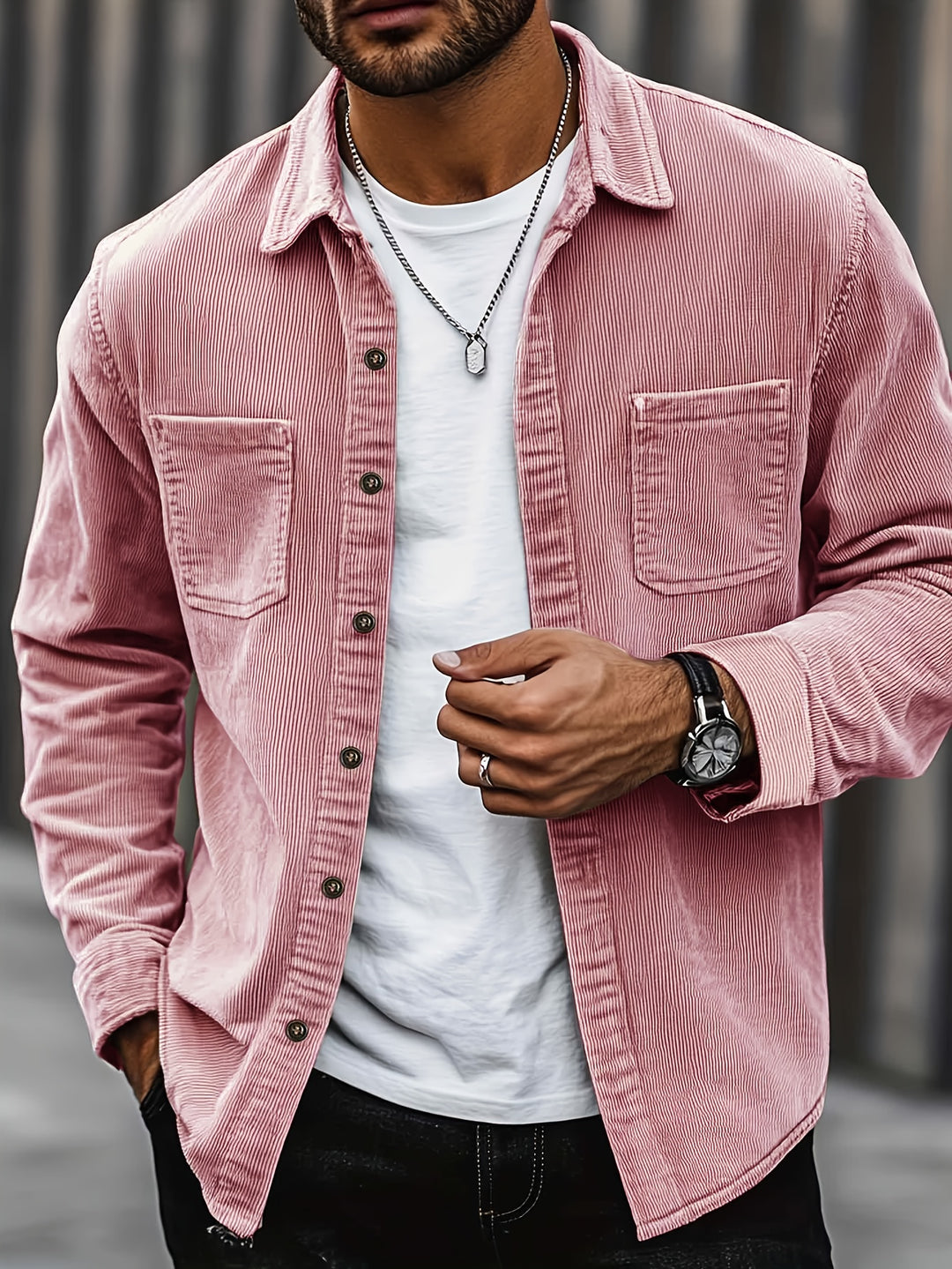 Giacca casual da uomo | Maniche lunghe con bottoni | Collo con revers | Stile urbano