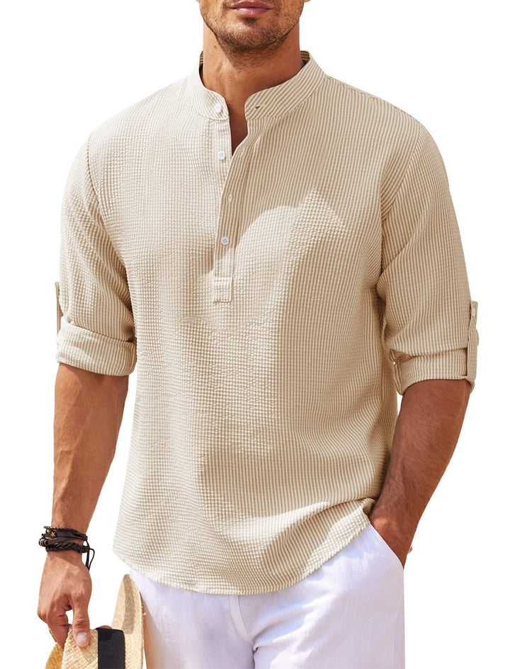 Camicia Casual Senza Collo | Leggera & Traspirante | Comfort Estivo Elegante