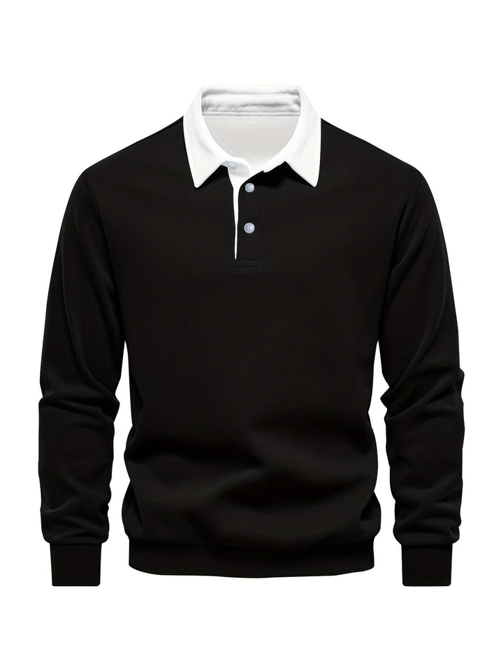 Camicia Casual da Uomo | Maniche Lunghe | Morbido Tessuto | Colletto Bianco