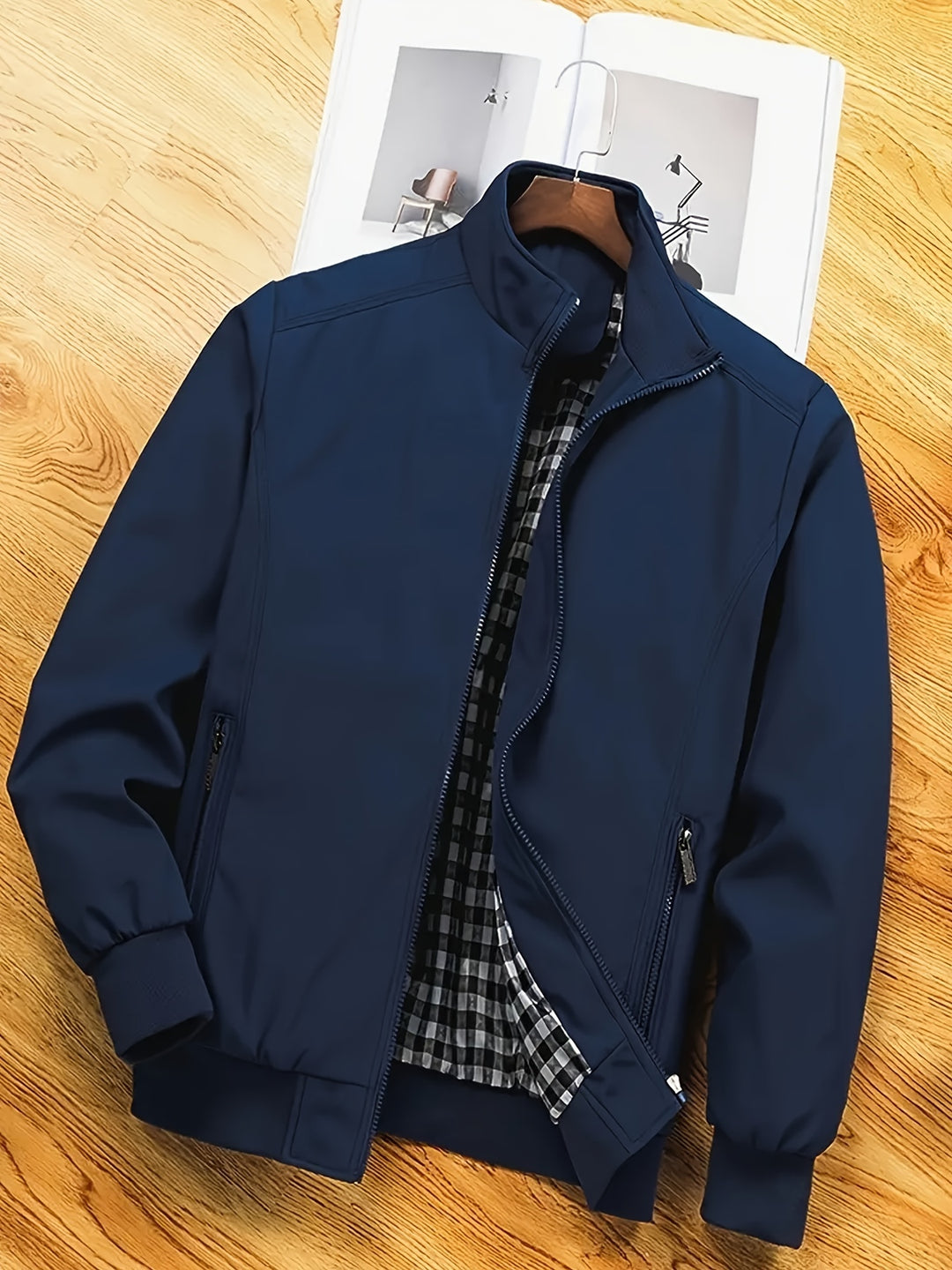 Giacca in Poliestere Uomo | Collo Alto & Chiusura Lampo | Casual & Lavoro | Primavera & Autunno