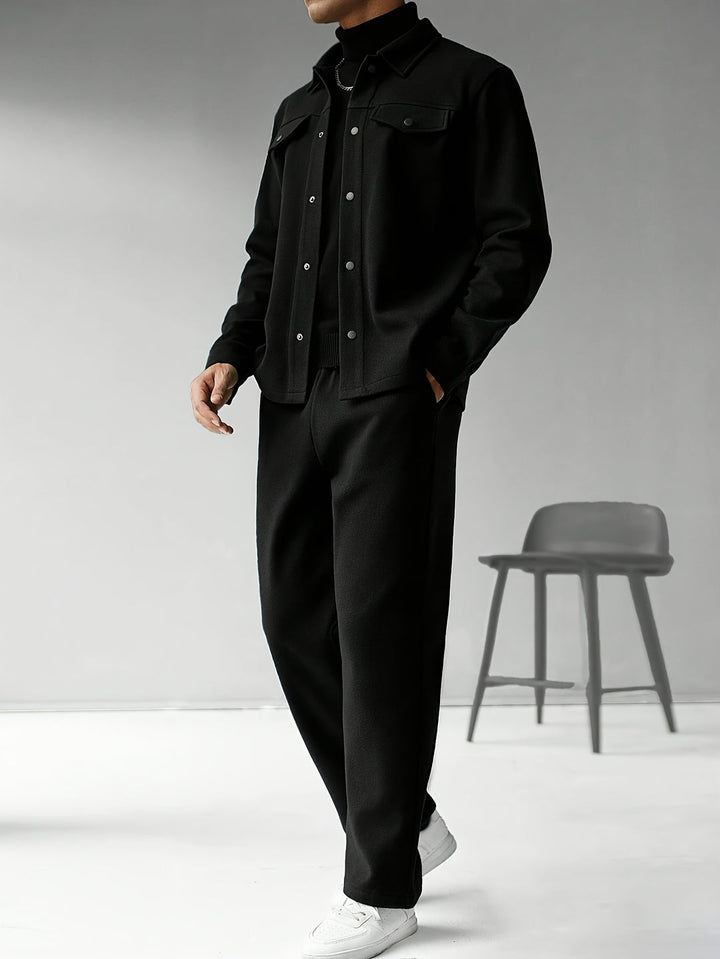 Completo Casual Uomo 2 Pezzi | Camicia Button-Up e Pantaloni | Vestibilità Ampia | Poliestere