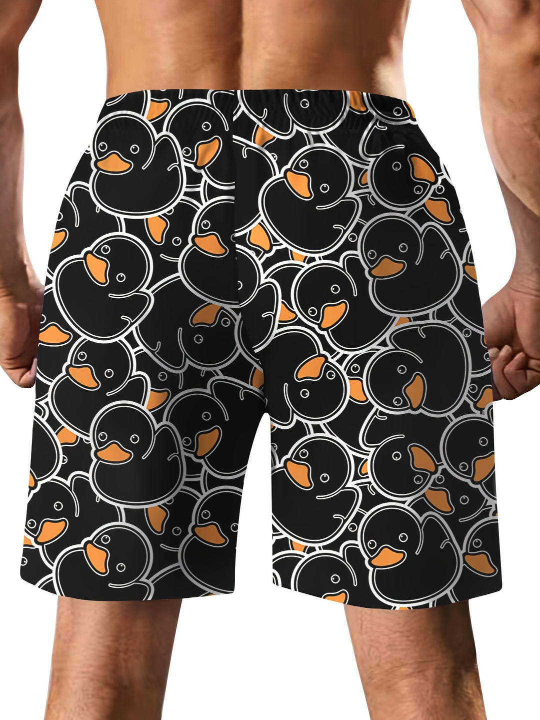 Pantaloni Corti Uomo | Stampa Digitale Anatra Cartoon | Casual & Creativo | Con Coulisse e Tasche