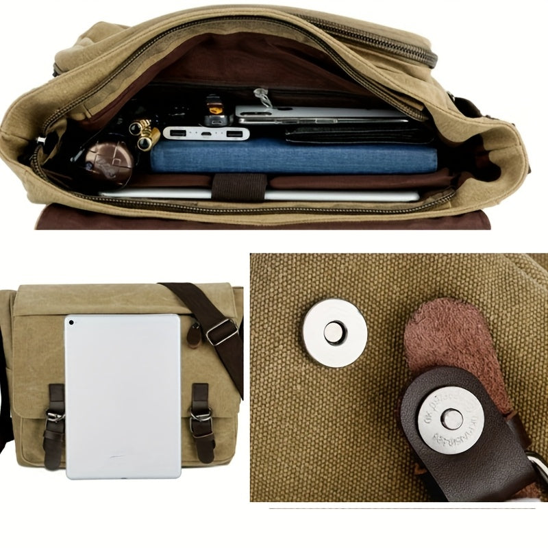 Borsa a Tracolla da Uomo | Robusta & Capiente con Scomparti Multipli | Tracolla Regolabile