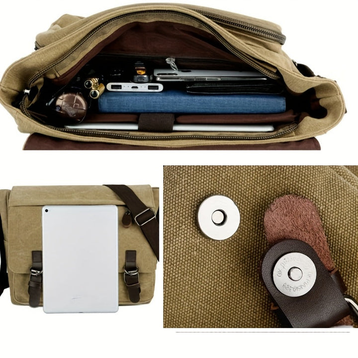 Borsa a Tracolla da Uomo | Robusta & Capiente con Scomparti Multipli | Tracolla Regolabile
