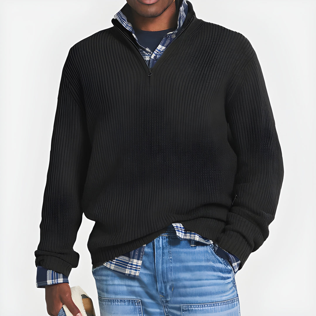 Maglione Uomo Mezza Zip in Maglia | Collo Alto | Vestibilità Comoda