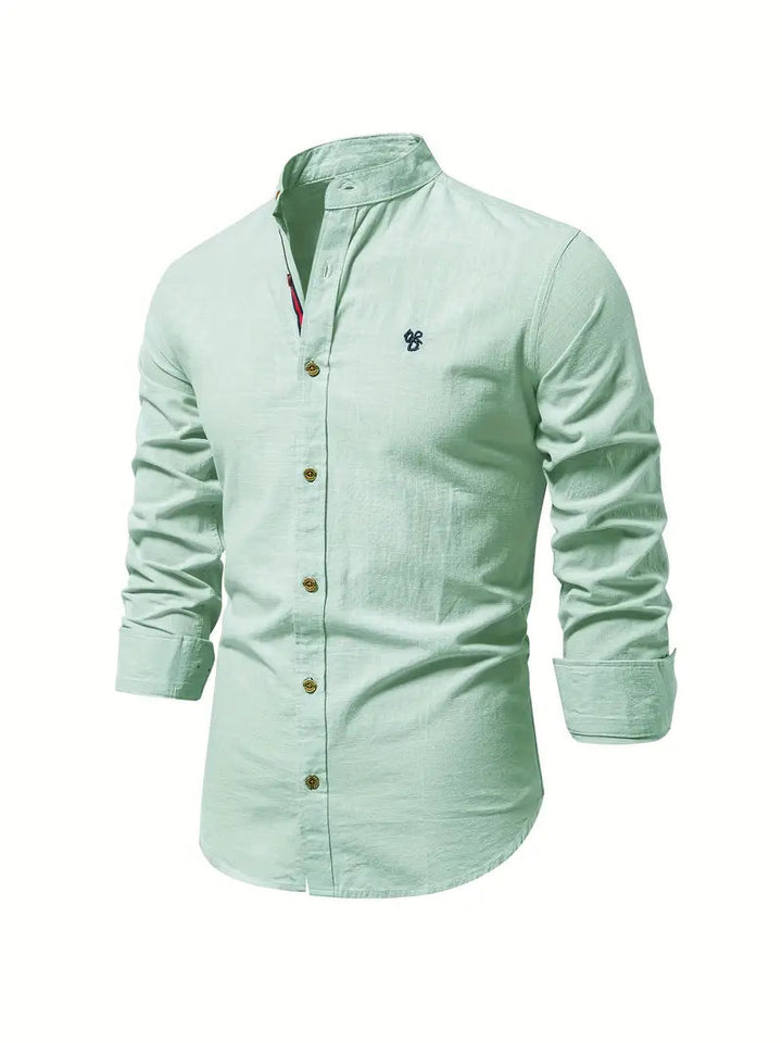 Camicia da Uomo | 100% Cotone-Lino | Casual e Traspirante | Maniche Lunghe & Colletto Classico