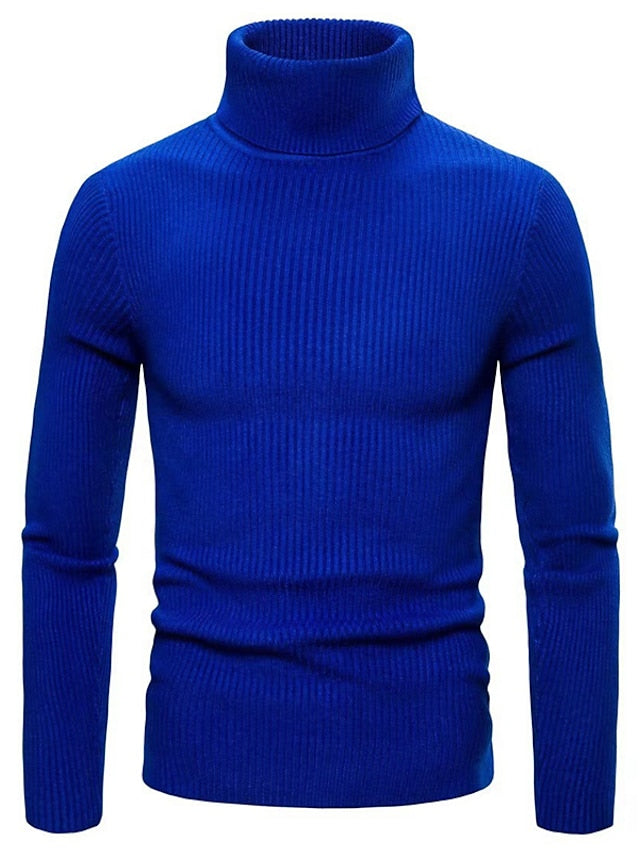 Maglione Uomo in Maglia | Collo Alto | Slim Fit | Tinta Unita | Invernale Casual