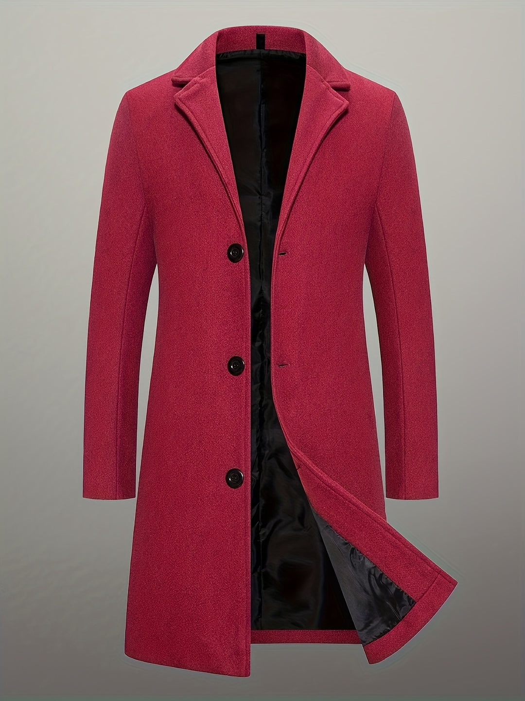 Cappotto da Uomo in Tweed Lunghezza Media | Monopetto con Bottoni | Collo a Rever | Poliestere