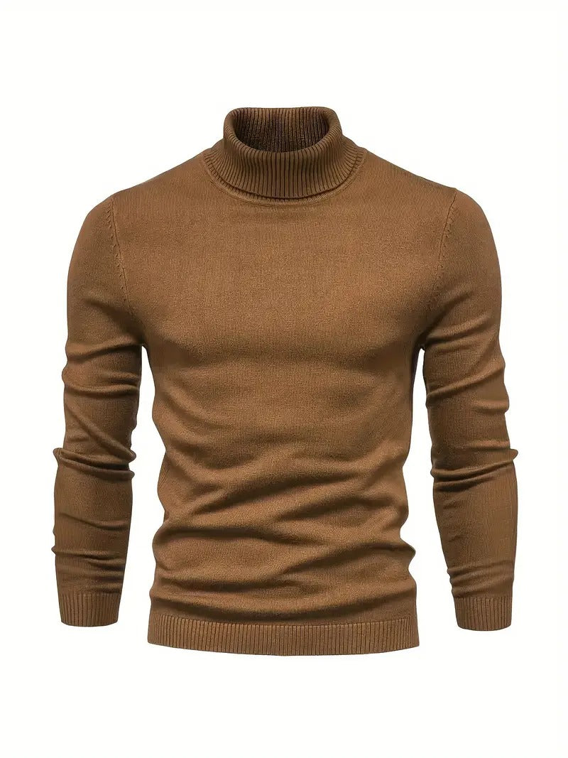 Maglione da uomo in maglia | Caldo e avvolgente | Morbido tessuto in poliestere e viscosa | Collo alto