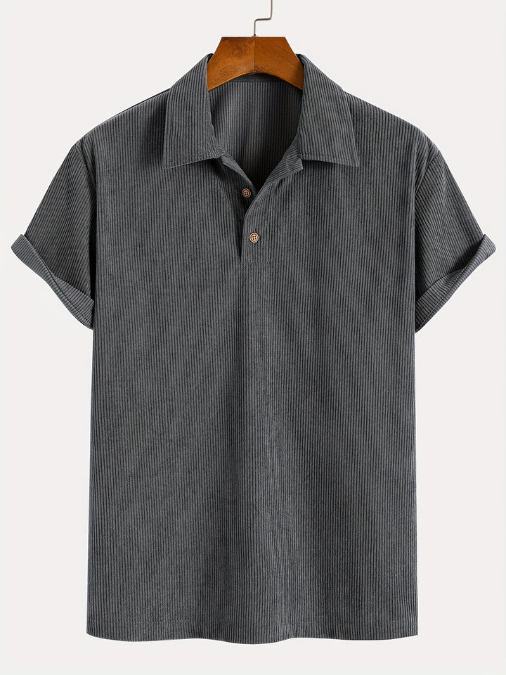 Camicia da uomo | Struttura a coste, Traspirante e Confortevole | Maniche corte