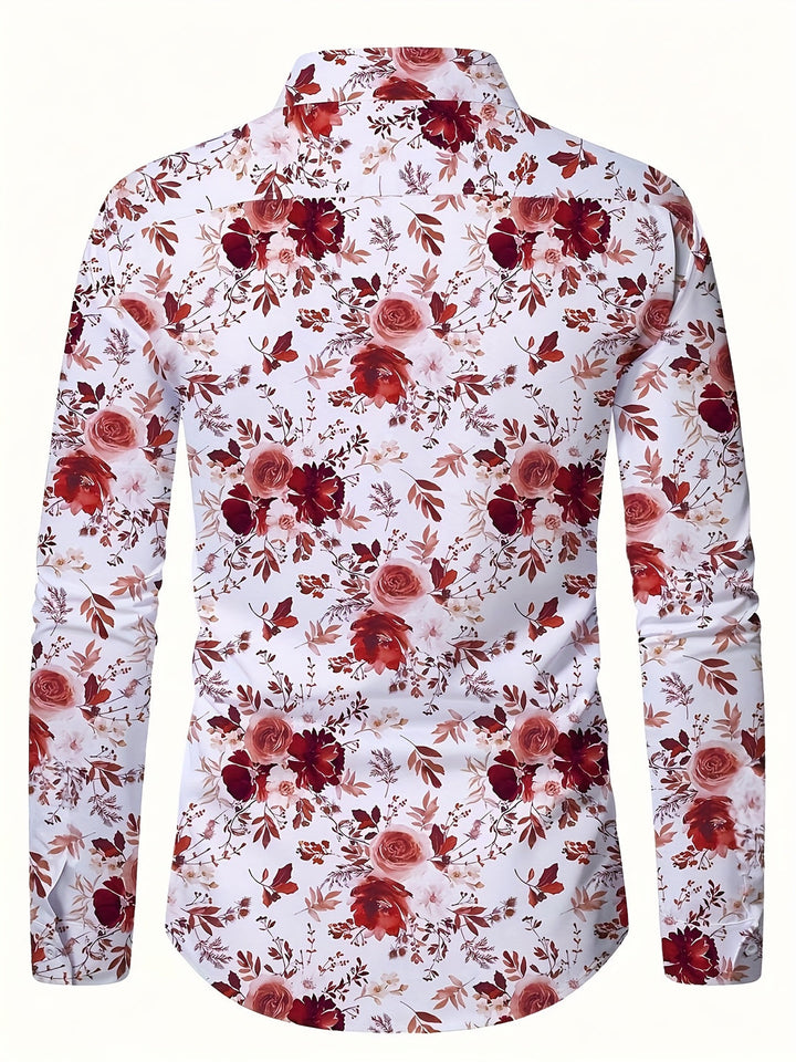 Camicia da Uomo | Stampa Floreale | Leggera & Confortevole | Maniche Lunghe & Colletto