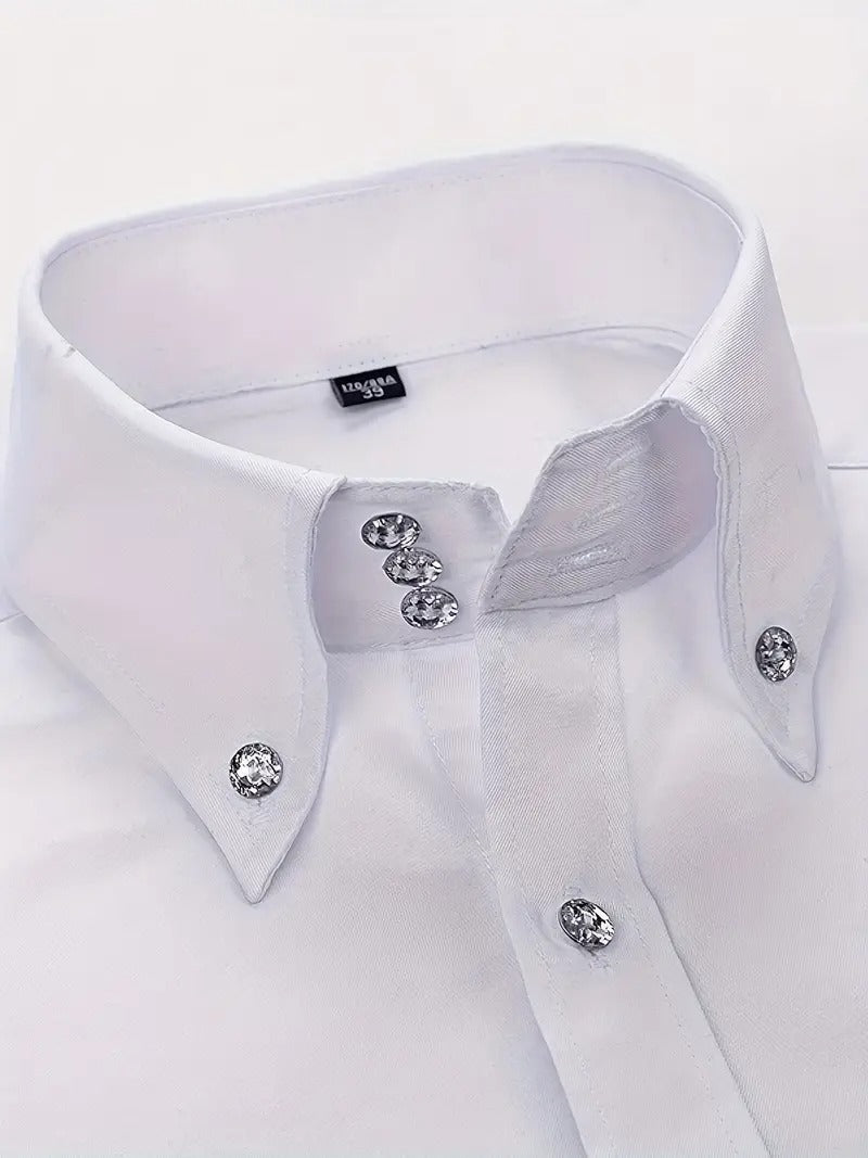 Camicia Formale da Uomo | Elegante & Professionale | Maniche Lunghe & Chiusura con Bottone | Abbigliamento Primaverile