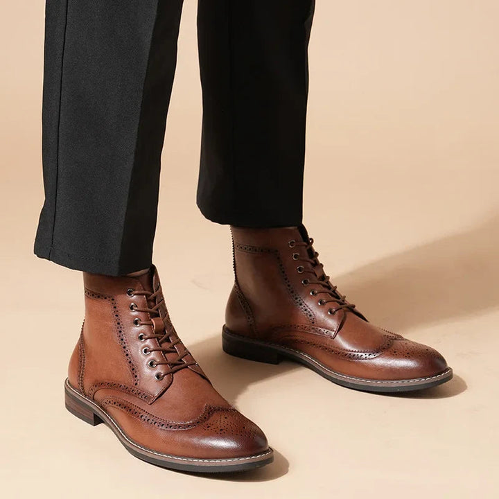 Stivali da uomo | Design Italiano | Modello Alto & Chiusura con Lacci | Retro PU Pelle