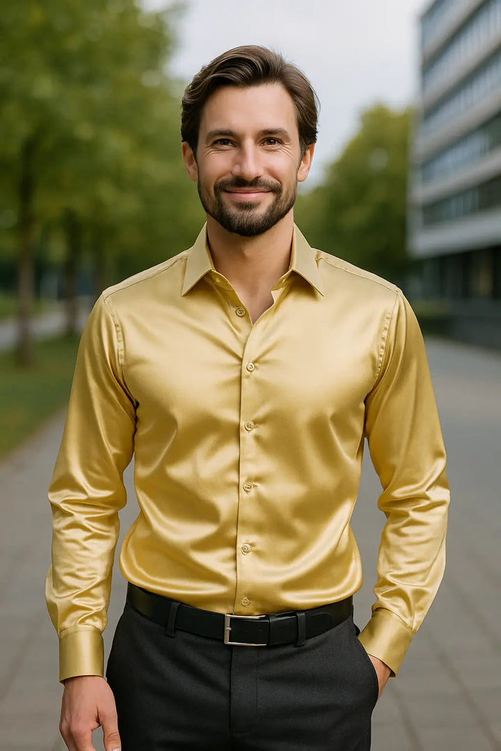 Camicia da Uomo | Slim Fit & Luxe | Maniche Lunghe | Per Look da Festa & Smoking