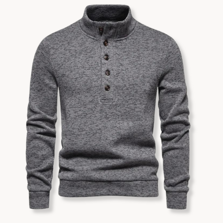 Maglioni Uomo | Maglione a Maglia con Collo Henley | Bottoni Eleganti