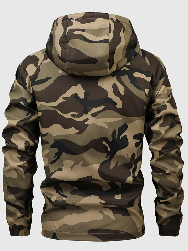Giacca a vento da uomo | Stampa camouflage & Cappuccio | Sostenibile & Funzionale