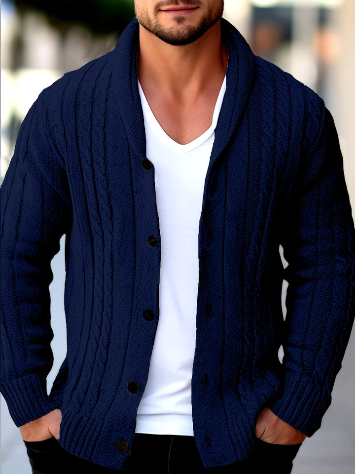 Cardigan da uomo in maglia | Maglia a trecce | Chiusura con bottoni | Poliestere | Maniche lunghe