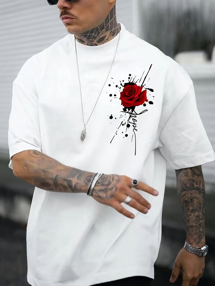 T-shirt da uomo | Stampa di rose | Casual & Confortevole | Design unico