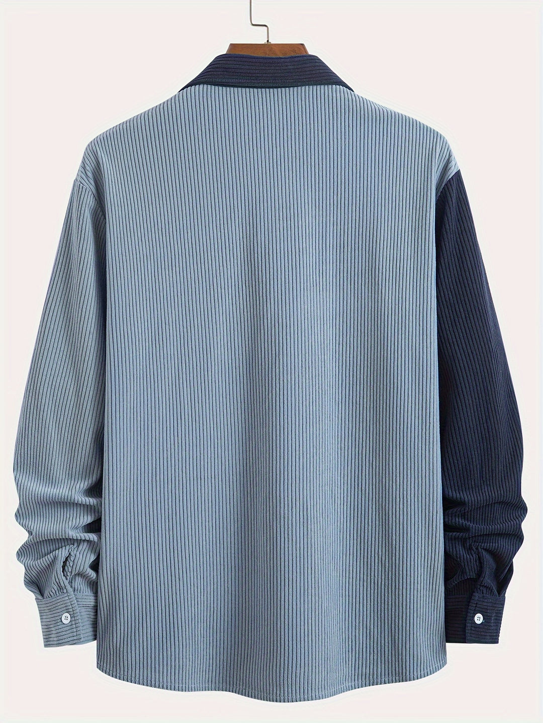 Camicia da Uomo | Velluto a Coste & Elasticizzata | Colletto a Righe & Taschino | Primavera & Autunno