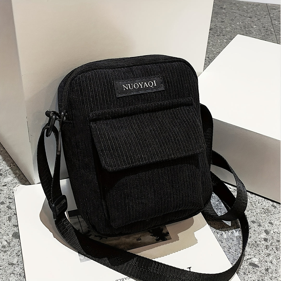Borsa a Tracolla da Uomo | Velluto a Corda | Più Tasche & Cintura Regolabile