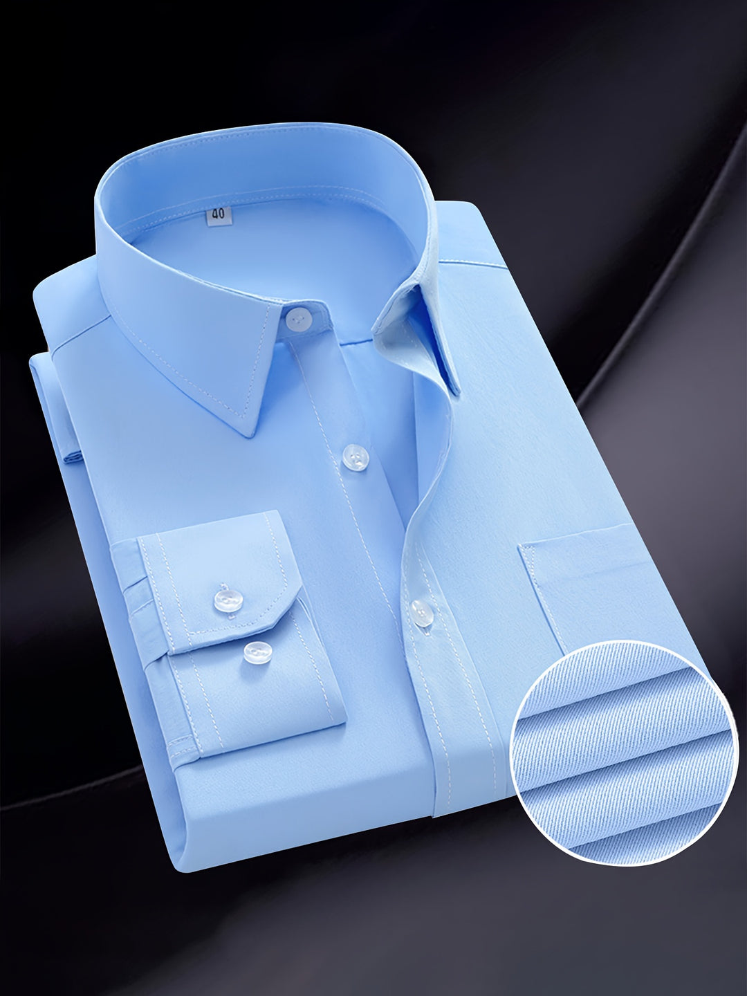 Camicia da Uomo | Classica & Formale | Colore Unito | Miscela di Cotone e Poliestere