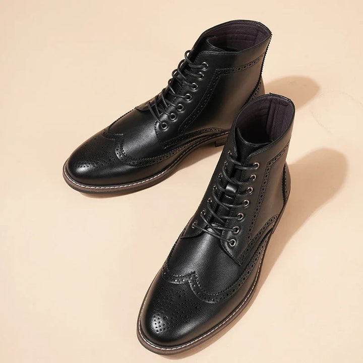 Stivali da uomo | Design Italiano | Modello Alto & Chiusura con Lacci | Retro PU Pelle