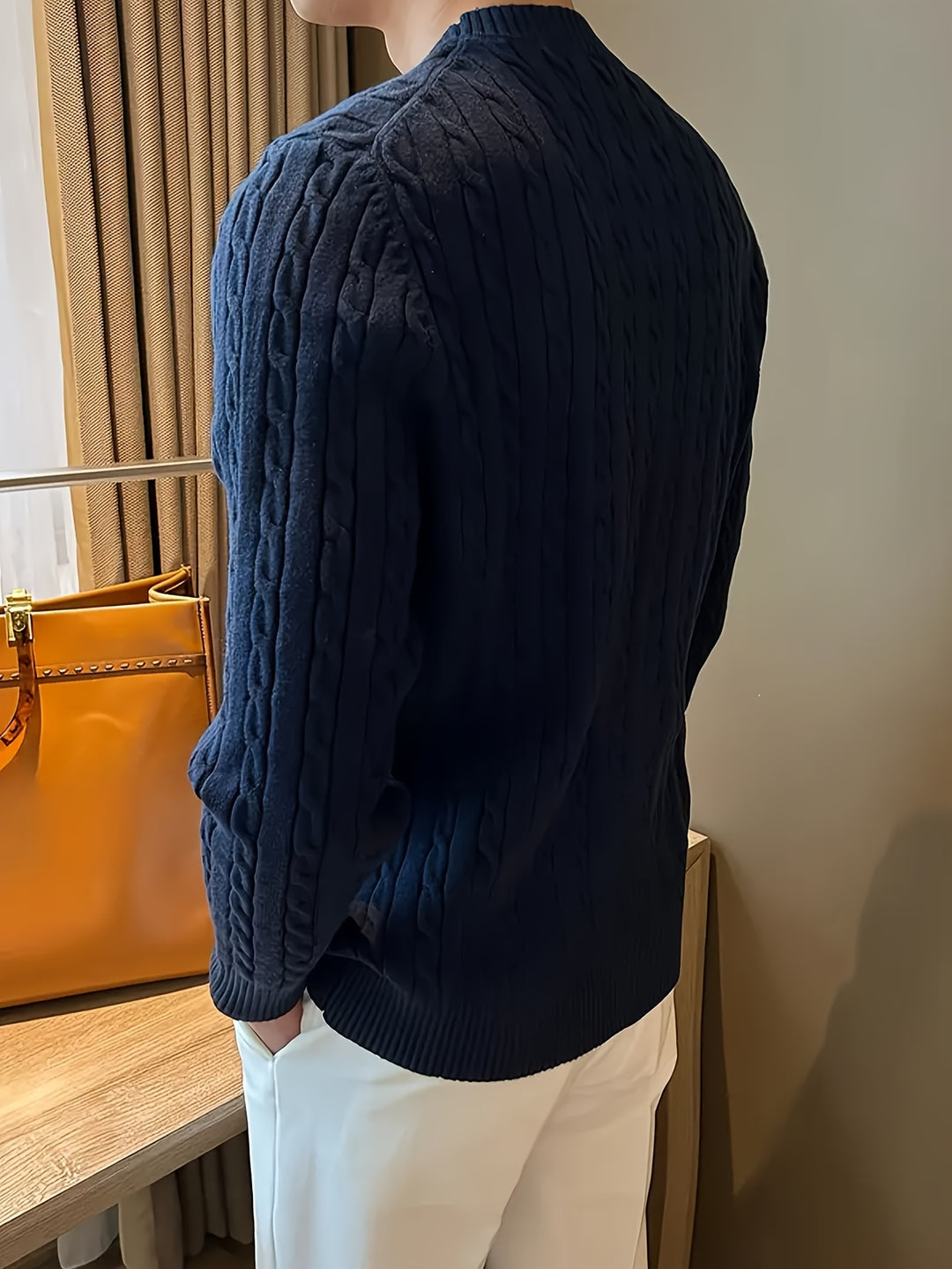 Maglione Uomo a Treccia | Girocollo | Maniche Lunghe | Viscosa