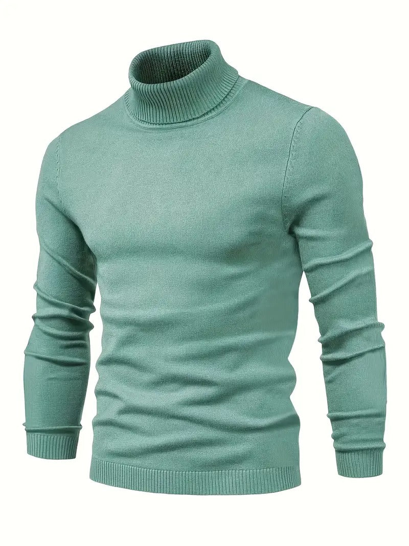 Maglione da uomo in maglia | Caldo e avvolgente | Morbido tessuto in poliestere e viscosa | Collo alto