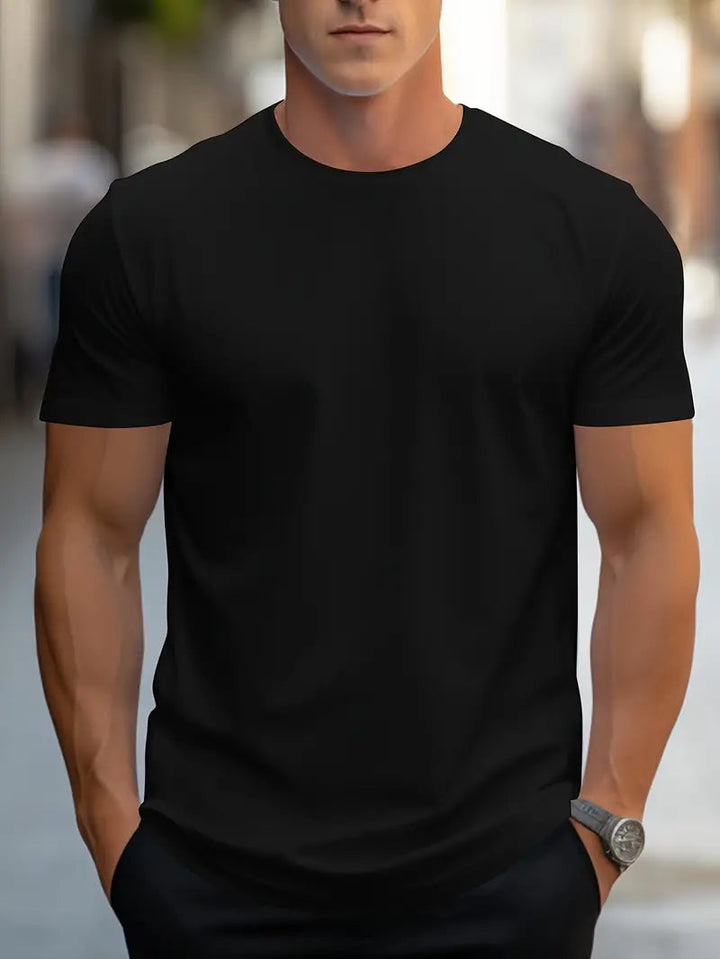 T-Shirt da Uomo | Tinta Unita con Girocollo | Stile Streetwear Ampio | Poliestere