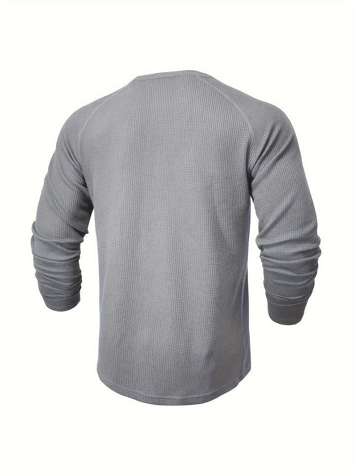 Camicia Henley Uomo | Design Unito | Collo Rotondo & Mezza Chiusura | Maniche Lunghe