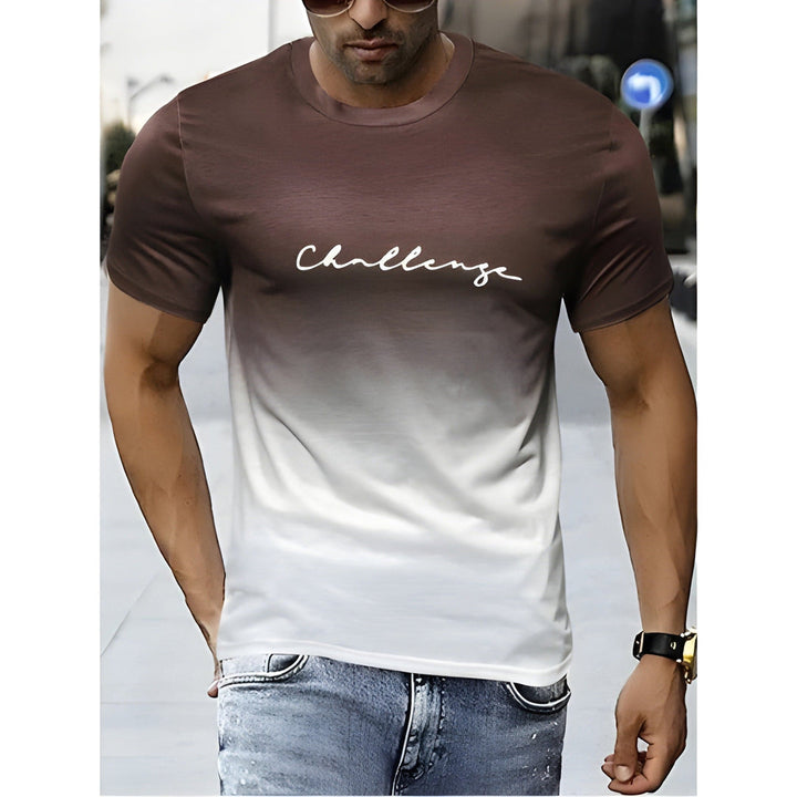 T-Shirt da Uomo | Design Sfumato con Stampa Lettere | Streetwear Casual | Poliestere