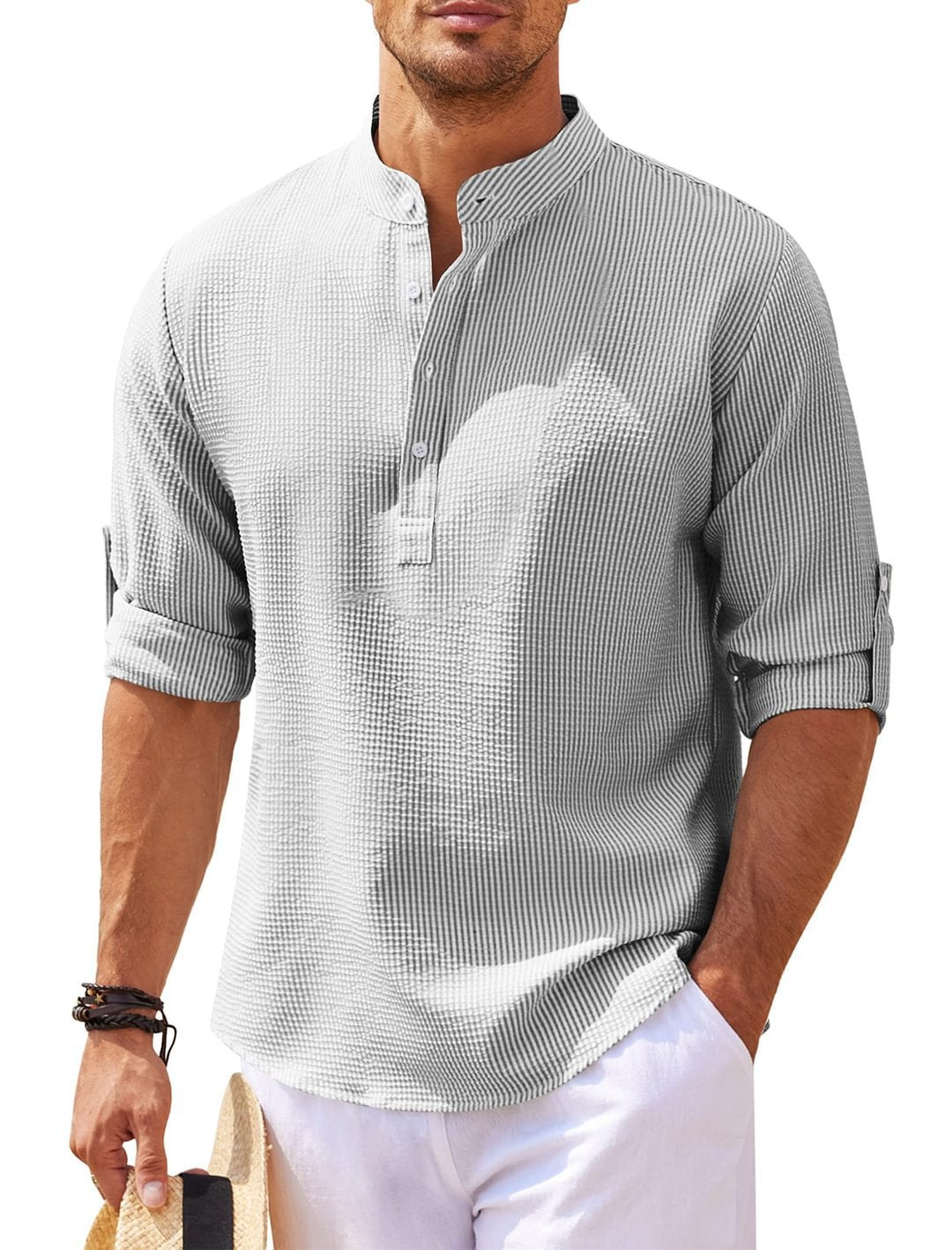 Camicia Casual Senza Collo | Leggera & Traspirante | Comfort Estivo Elegante