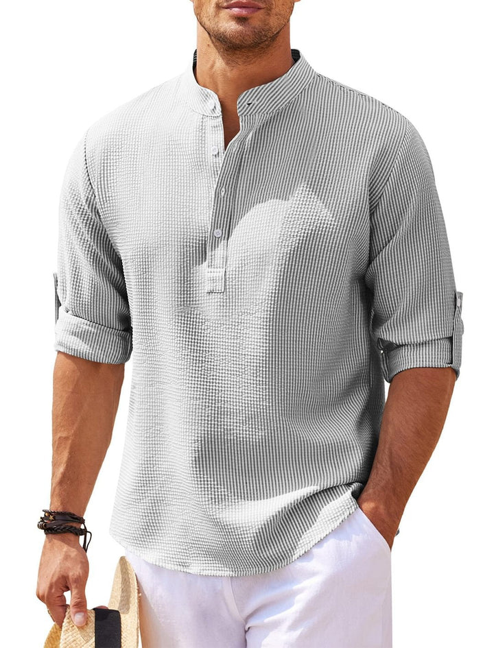 Camicia Casual Senza Collo | Leggera & Traspirante | Comfort Estivo Elegante