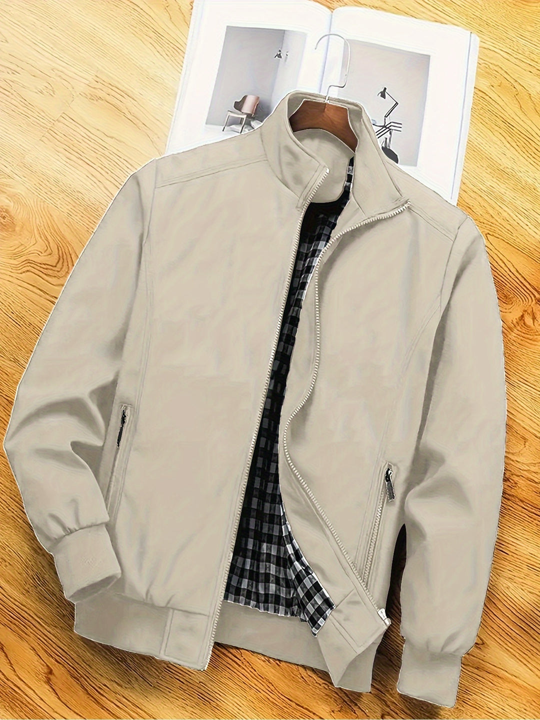 Giacca in Poliestere Uomo | Collo Alto & Chiusura Lampo | Casual & Lavoro | Primavera & Autunno