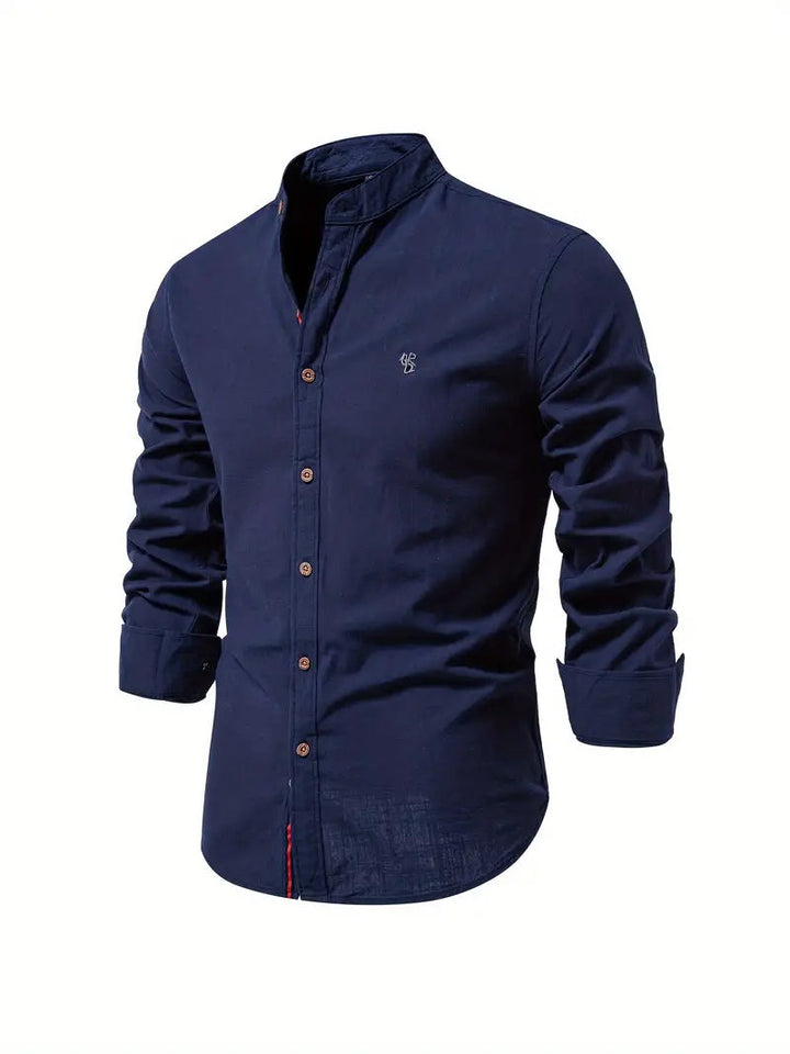 Camicia da Uomo | 100% Cotone-Lino | Casual e Traspirante | Maniche Lunghe & Colletto Classico