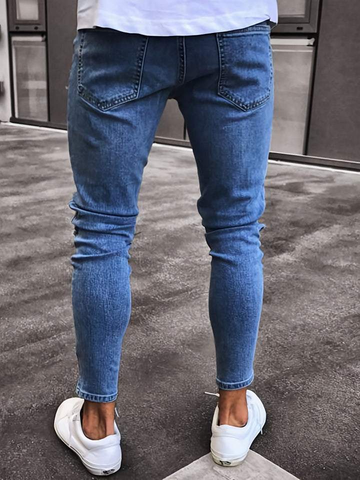 Jeans Uomo | Denim Elasticizzato | Dettagli Trendy e Strappati | Tutte le Stagioni