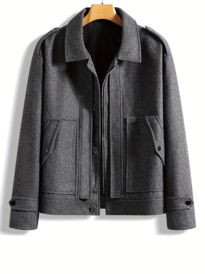 Giacca da uomo | Casual ed elegante | Collo con revers e zip | Caldo poliestere | Inverno