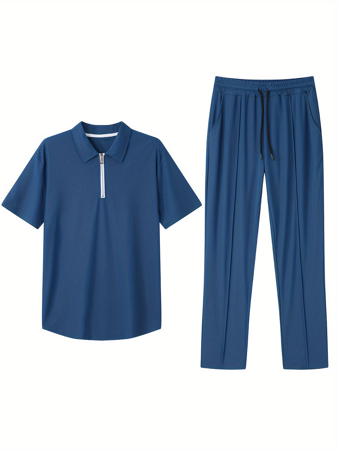 Set da Uomo | Camicia Slim-Fit & Pantaloni Sportivi | Traspirante & Leggero | Set Estivo in Poliestere