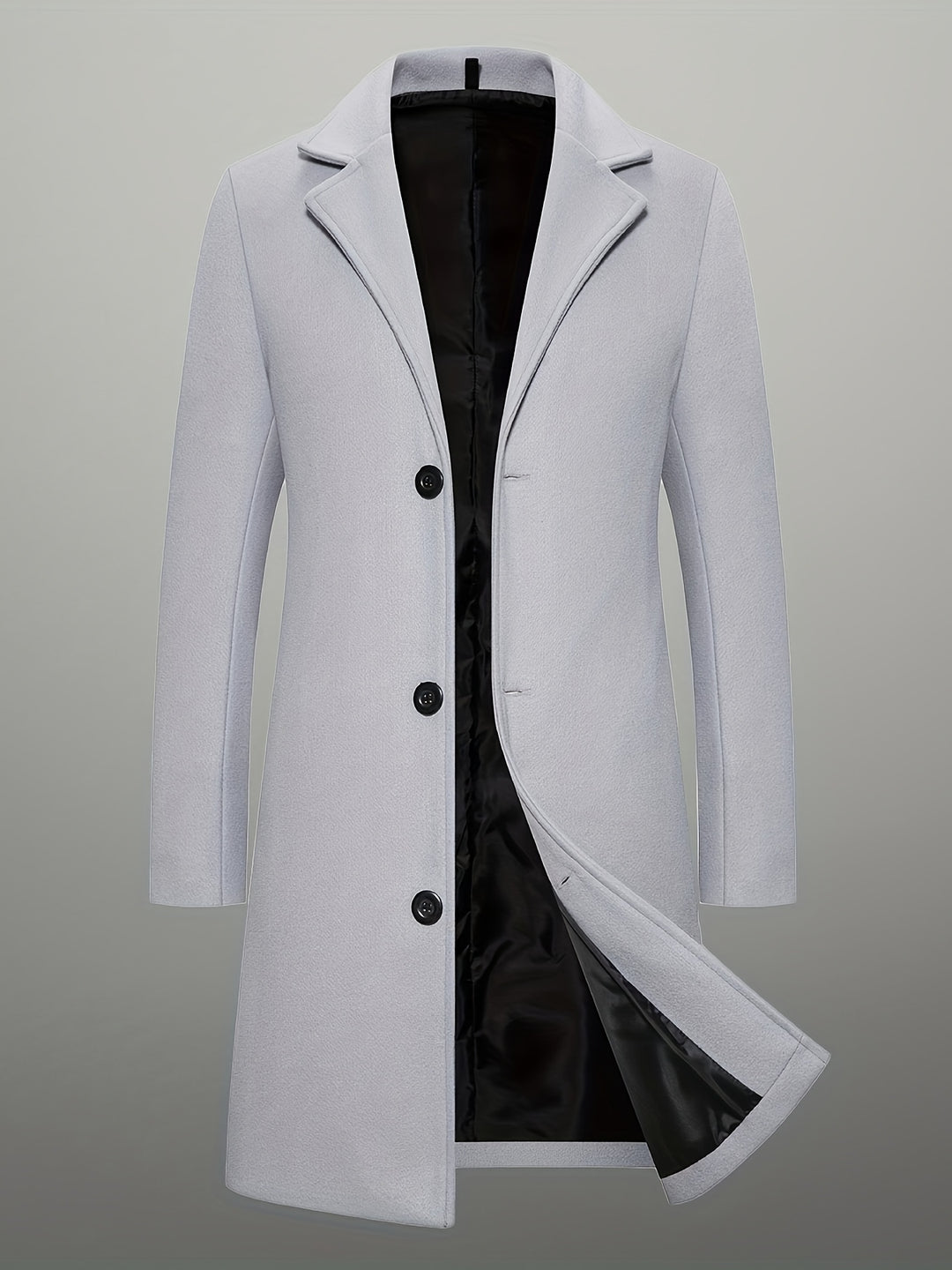 Cappotto da Uomo in Tweed Lunghezza Media | Monopetto con Bottoni | Collo a Rever | Poliestere
