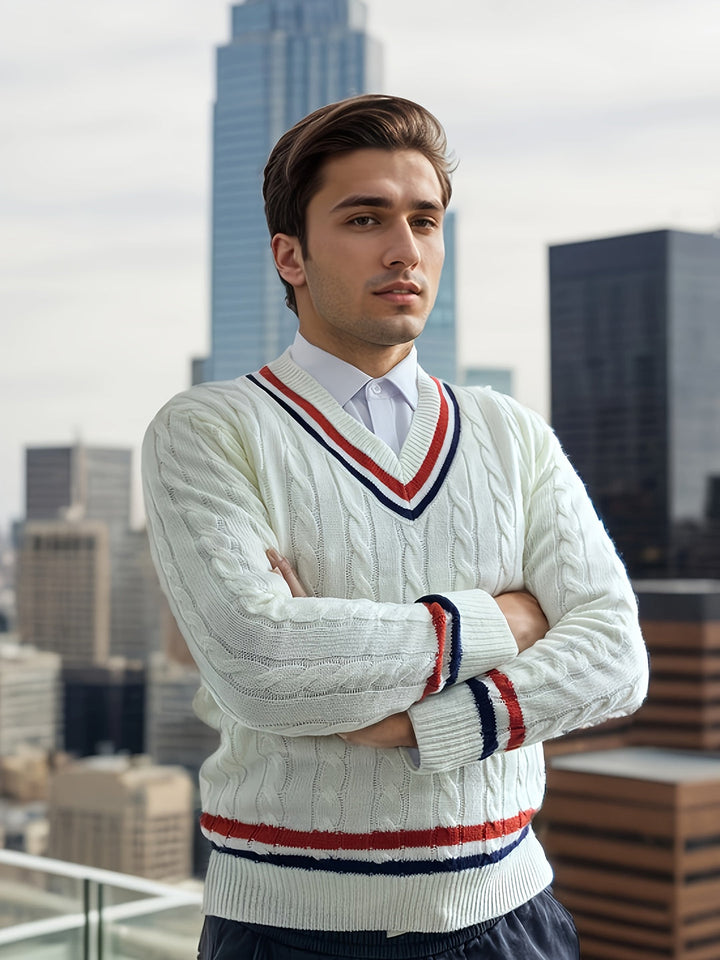 Maglione da uomo | Stile classico | Maglia acrilica calda e morbida | Scollo a V