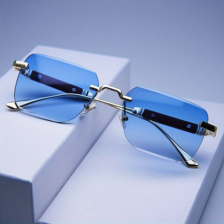 Occhiali da sole da uomo | Lenti sfumate | Montatura metallica senza bordi | Elegante e leggero