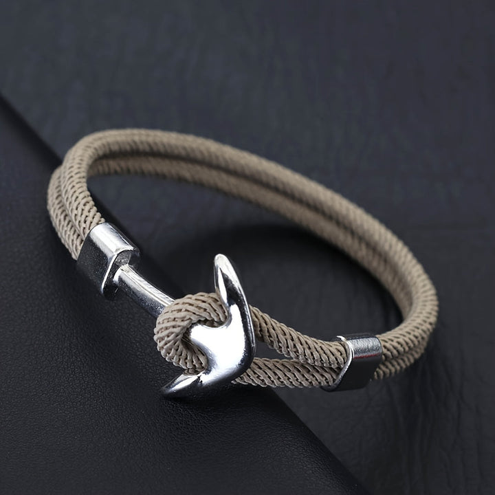 Bracciale da Uomo | Corda Milanese Nautica | Ancora Argentata & Design Sportivo | Nylon