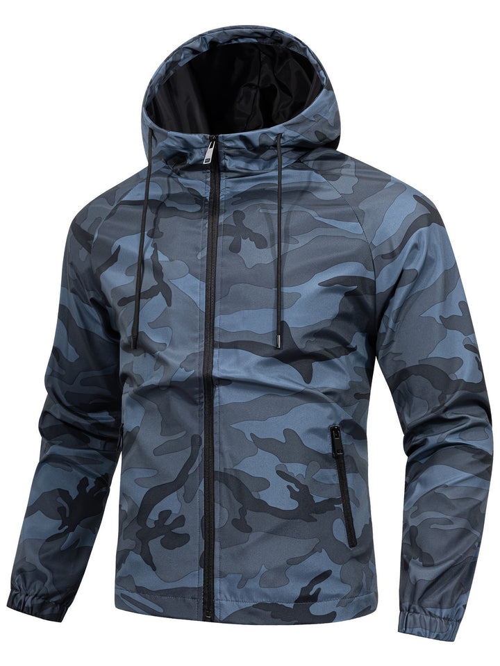 Giacca a vento da uomo | Stampa camouflage & Cappuccio | Sostenibile & Funzionale