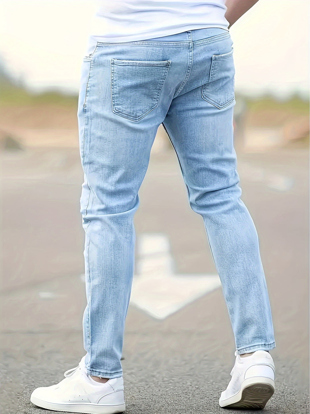 Jeans Slim-Fit da Uomo | Denim Elasticizzato & Traspirante | Stile Casual Strappato