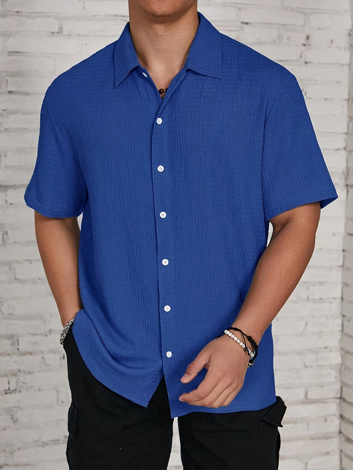 Camicia da uomo | Classica ed elegante & Leggera | Maniche corte & Chiusura a bottone